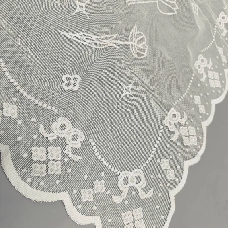 Beautiful Multifunctional Tulip Bouquet Lace Tablecloth Fashion White Tv Dust Cover Square Polyester Oven Dust Cover for Ho