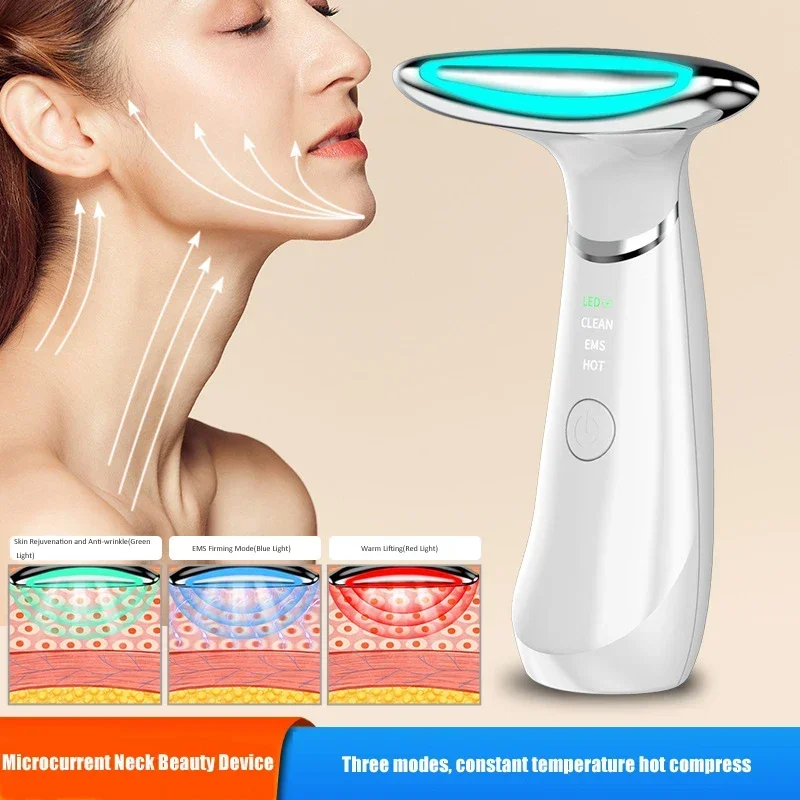 EMS Mikrostrom LED Neck Beauty Thightening Instrument Lifting Anti-Falten Entfernen Sie Gesichtsmassage zur Verschönerung und Verjüngung