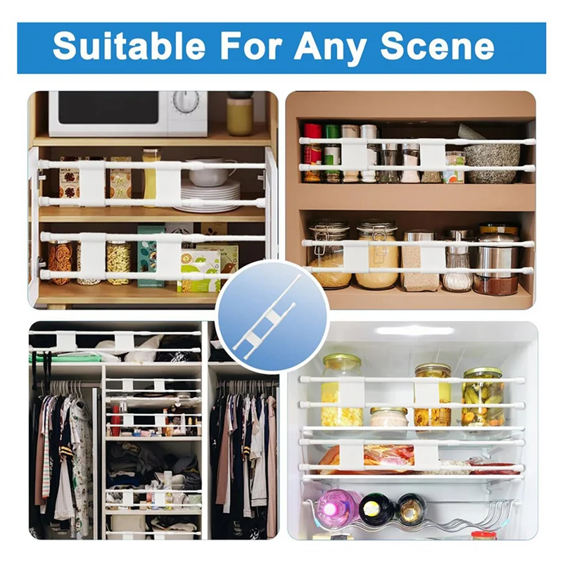 

8 Pcs Double RV Refrigerator Bars Adjustable Fridge Tension Rods RV Refrigerator Kitchen Accessories, Fridge Bars