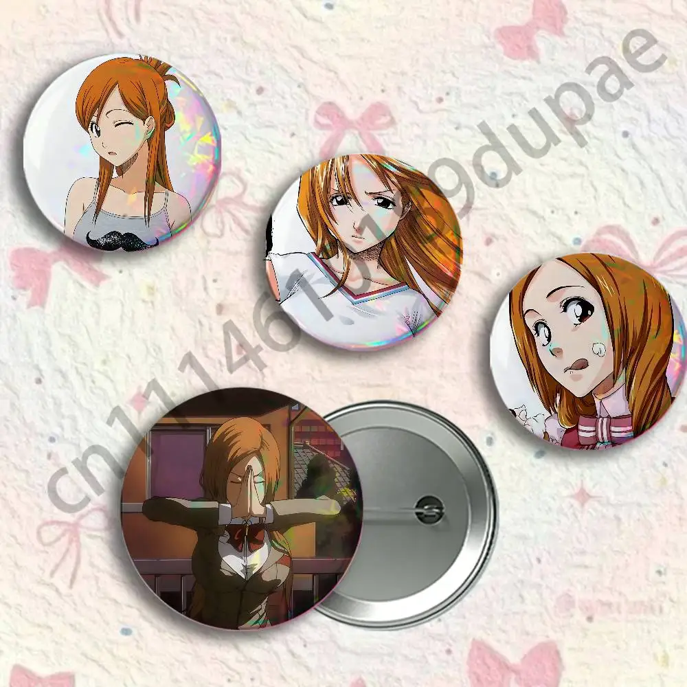 O-Orihime Inoue Button Pin Single Pack Anime Merch for Ita Bags Badge Collectible Buttons