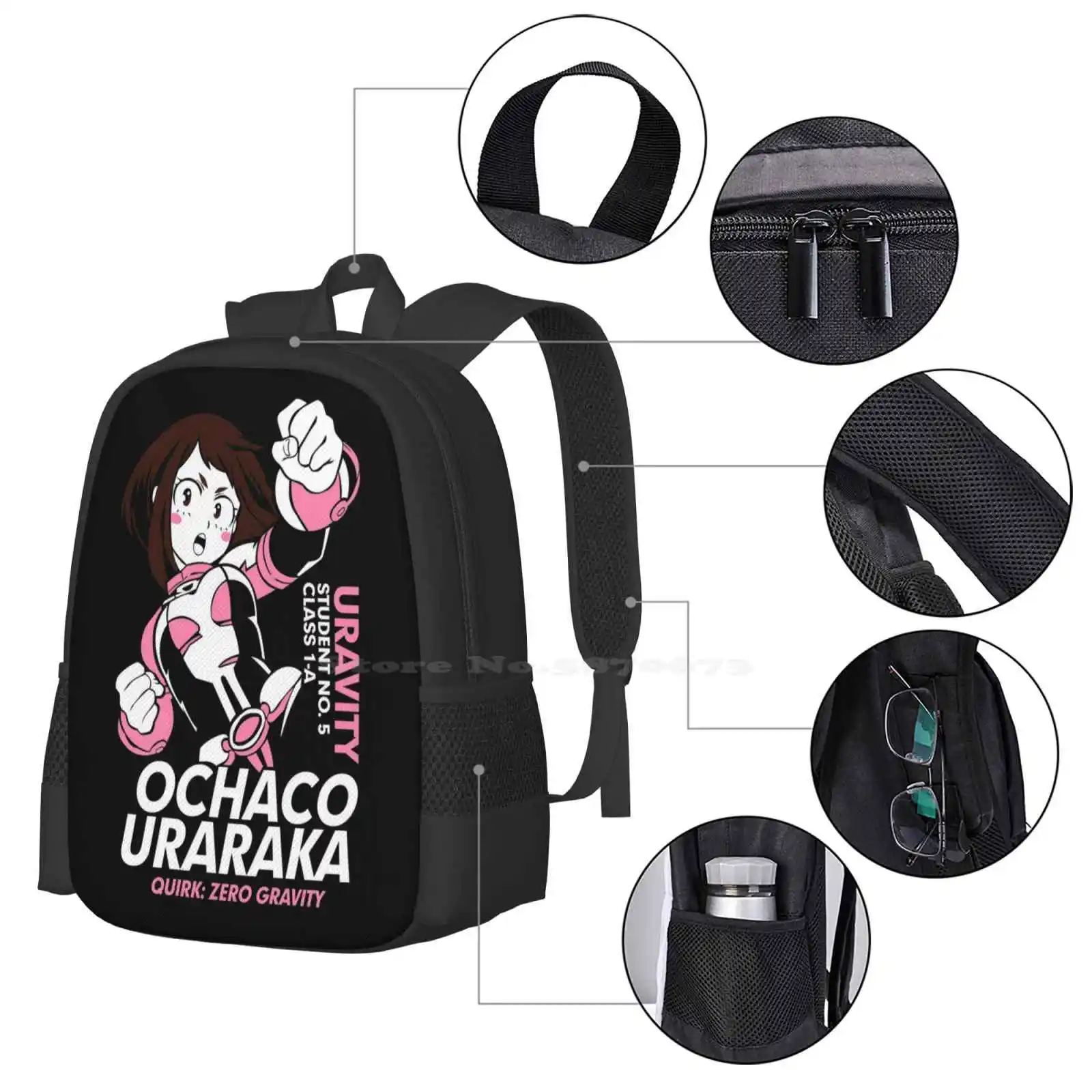 Uraraka From Boku No Hero Academia - My Hero Academy Large Capacity School Backpack Laptop Bags Uraraka Uravity Urabity Boku No