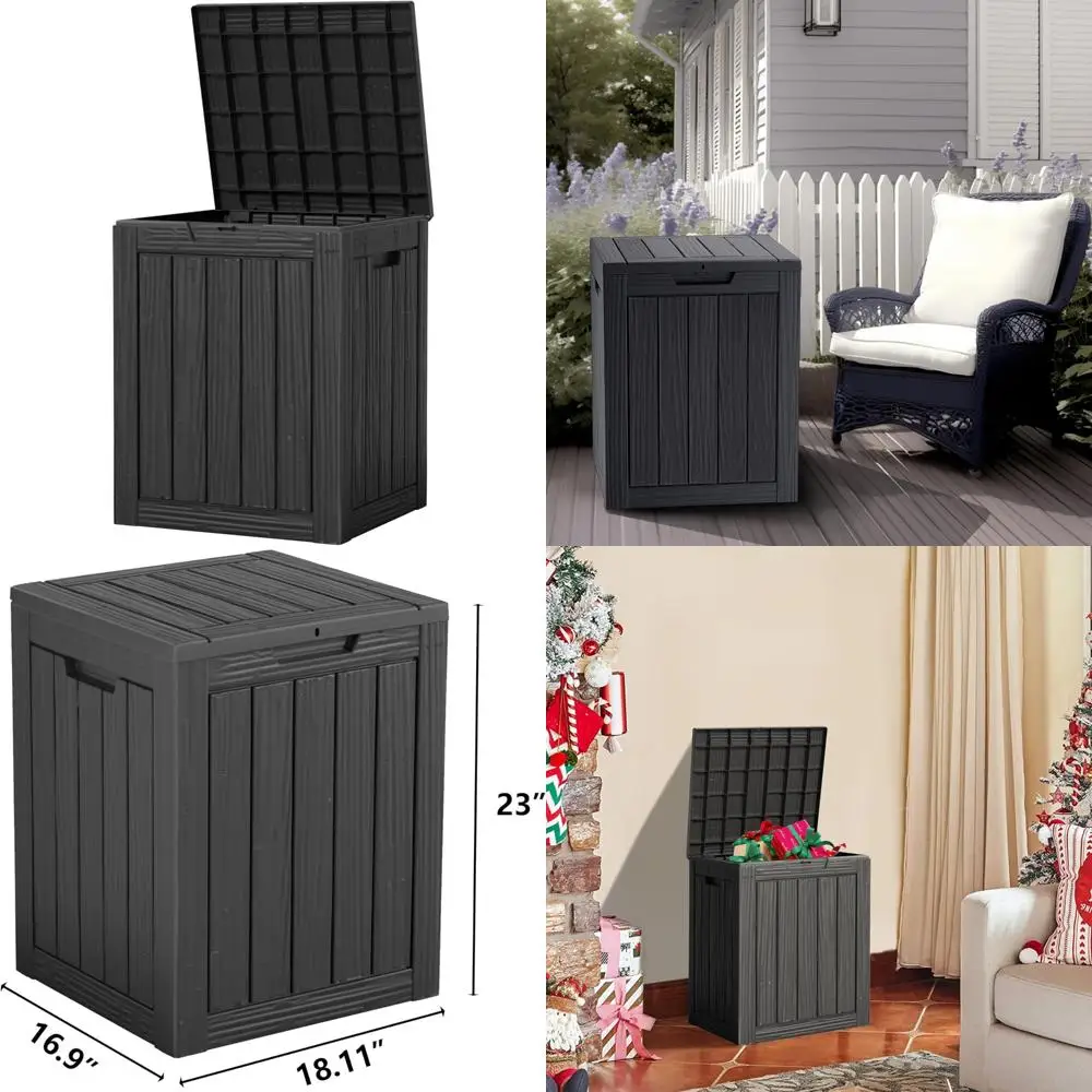 

Lockable Waterproof Outdoor Storage Deck Box - 28 Gallon Double-Wall Resin, 151lbs Capacity, Patio Seating Feature