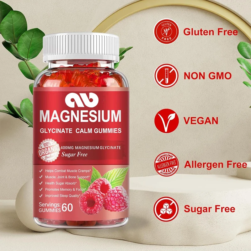 600mg magnesium gummies per serving -400mg glycine magnesium and 200mg L-threonate magnesium, used for muscle and bone support