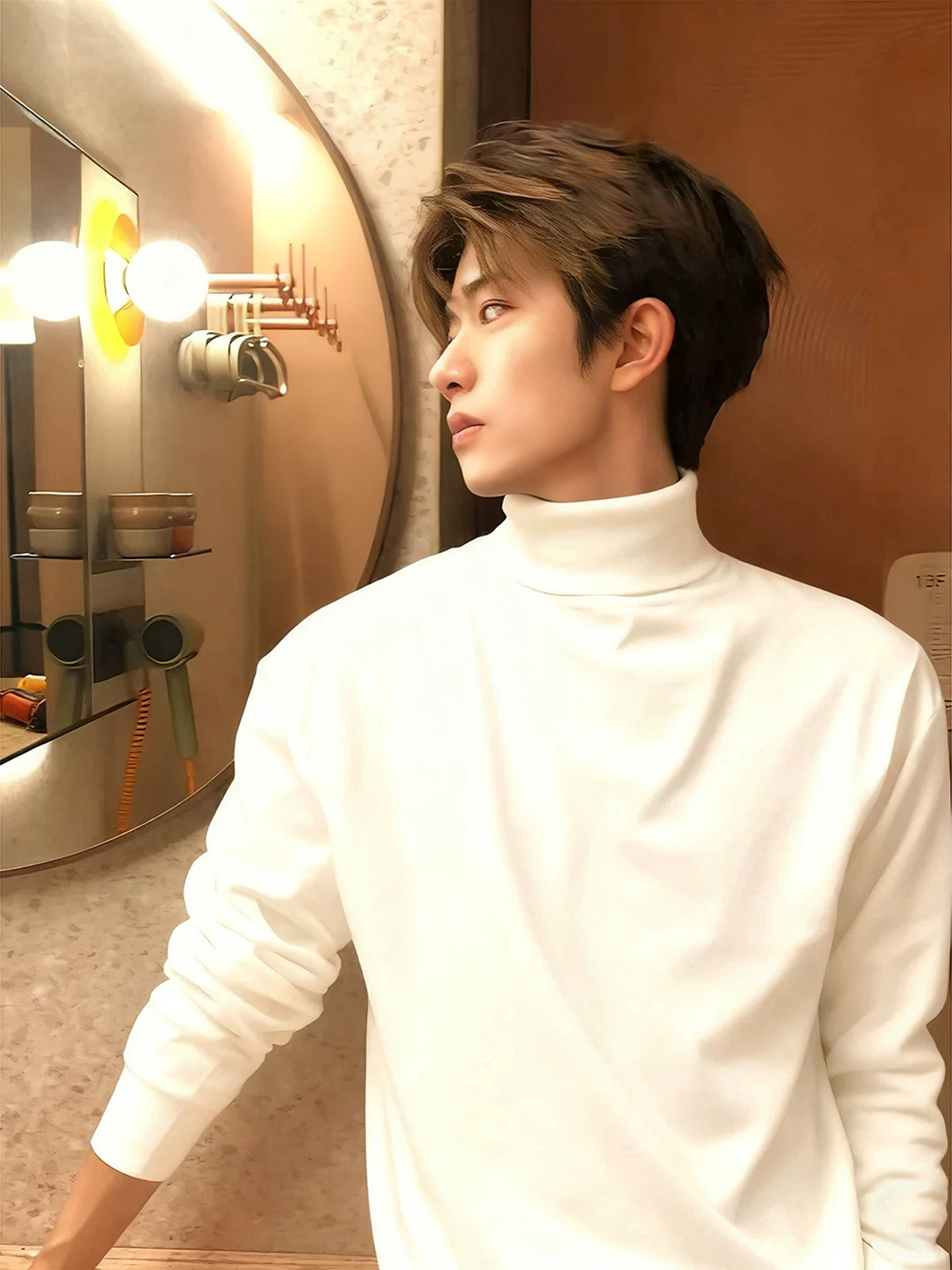 

Retro White Slim Fit Knitted Sweater Men Winter Lazy Fce Lined f High Collar Warm Top Cleanfit Sle Soft Long Sve