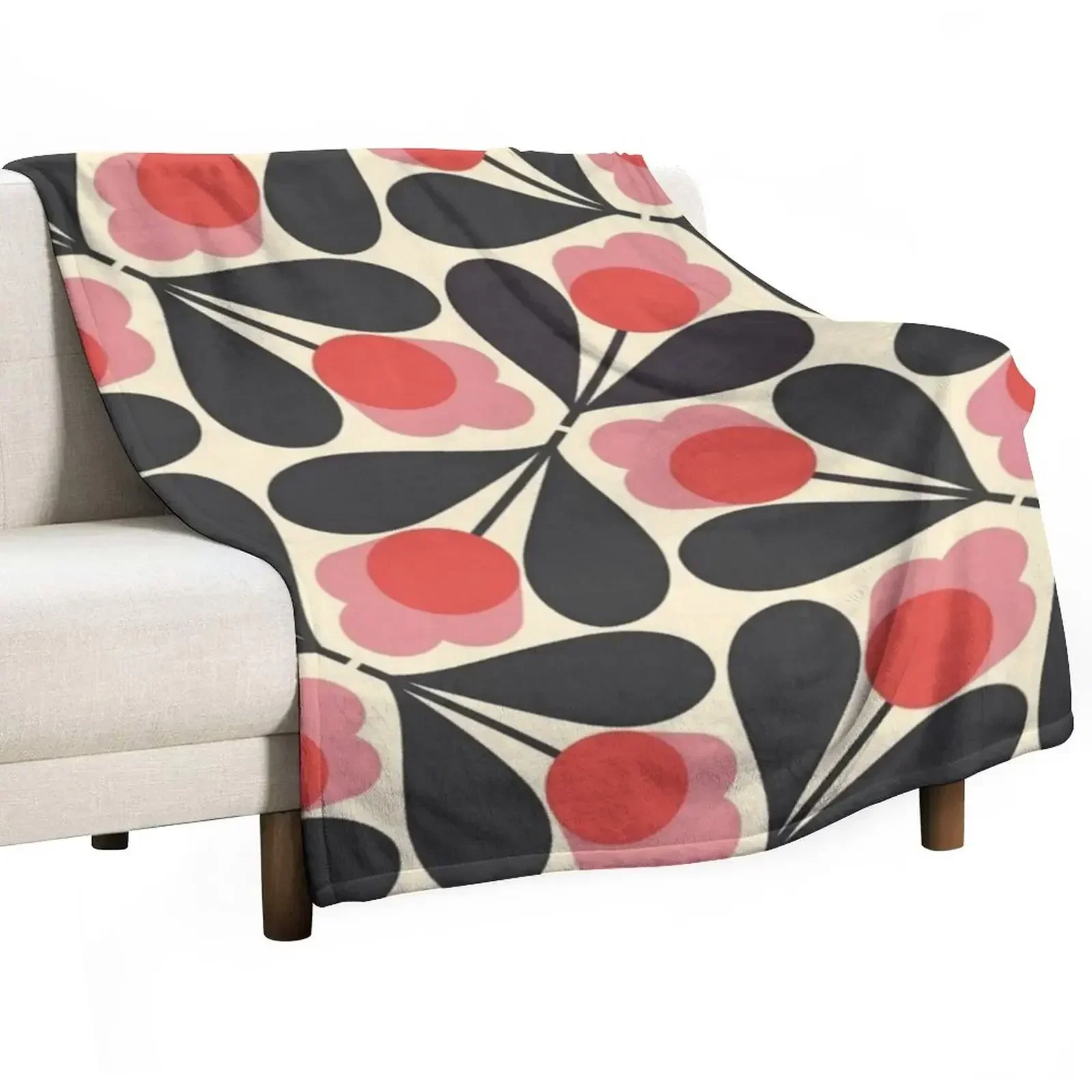 

orla kiely Acorn ,black, red,white,floral patterns Throw Blanket Sofa Quilt Furrys Blankets