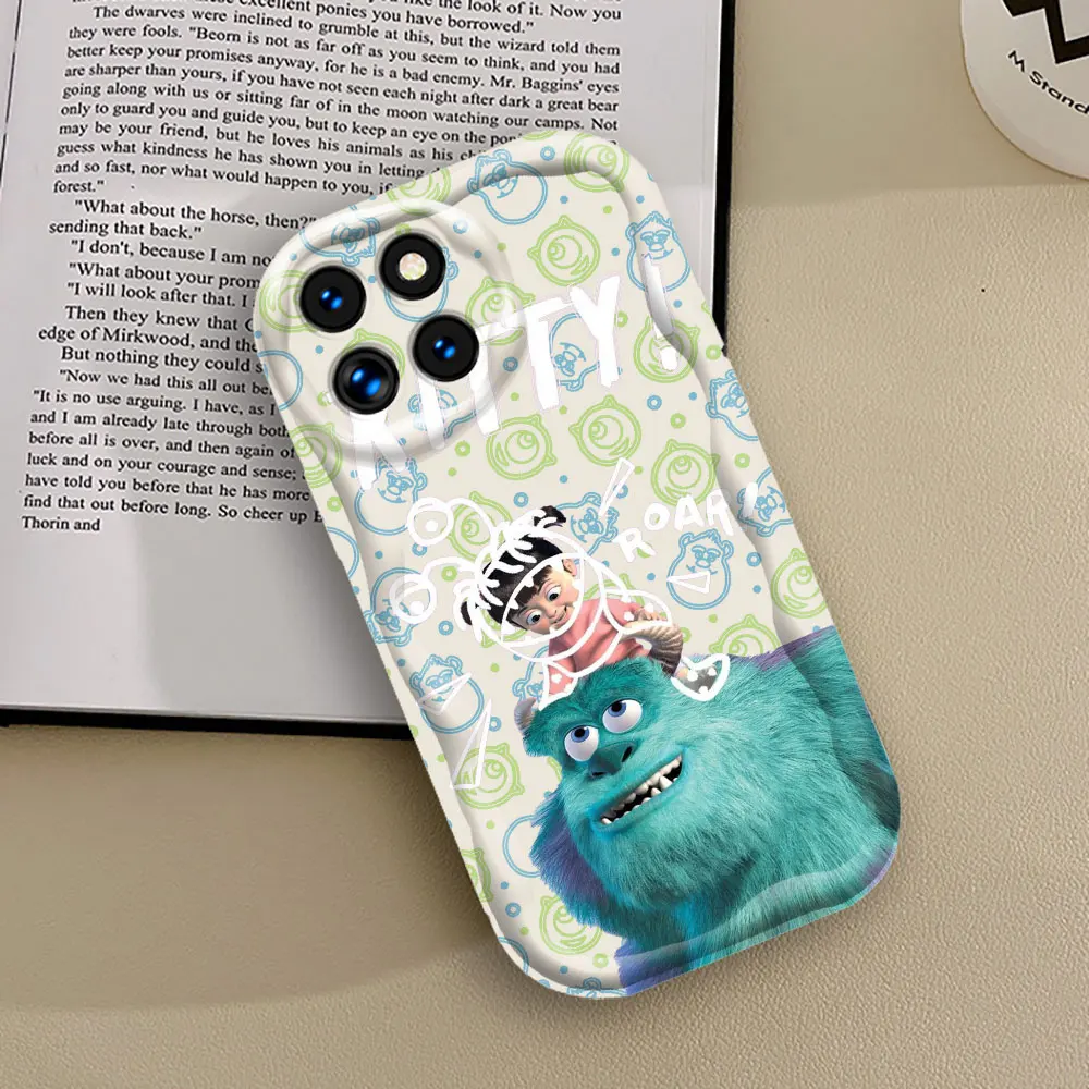 Disney Monsters Inc Cartoon Phone Case For Xiaomi Mi 14 12 11 Poco X6 X5 X4 X3 M6 M4 M3 F4 F3 Pro GT Nfc Lite C61 3D Wave Cover