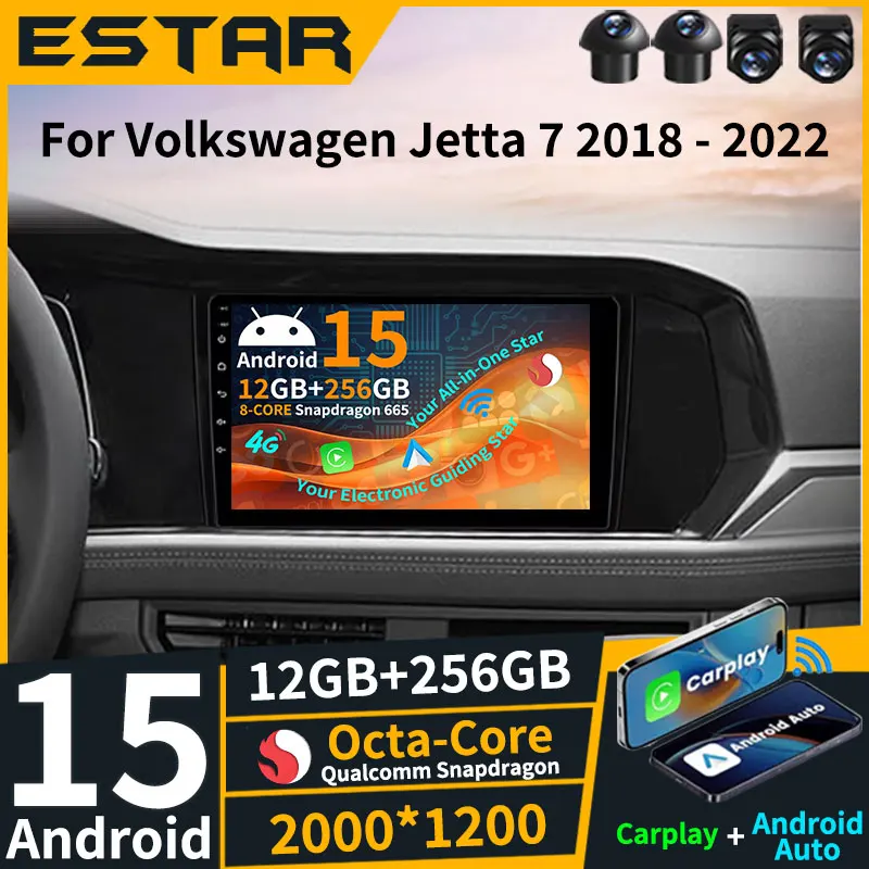 

Wireless Carplay Android 15 Car Radio For Volkswagen Jetta 7 2018 - 2022 BT GPS RDS Multimedia Video Player 4G LTE Audio Stereo