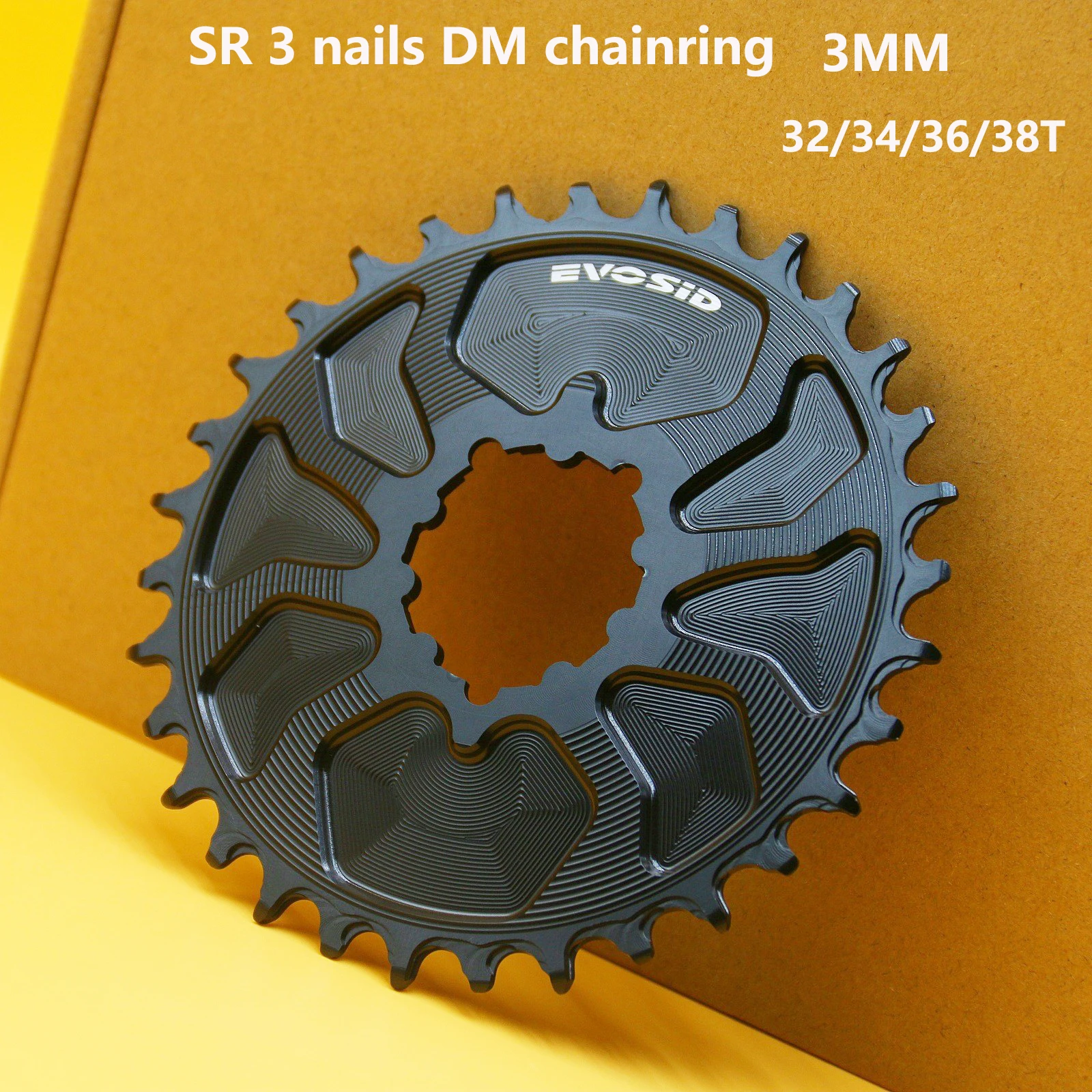 

EVOSID MTB велосипедная звездочка с 3 гвоздями, прямое крепление, полностью закрытая звездочка 32/34/36/38T, смещенная узкая широкая звездочка 3 мм для SRAM D