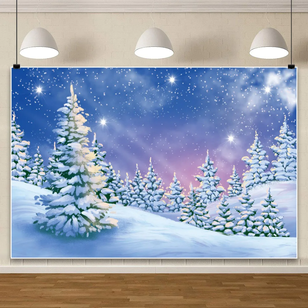 Yeele Winter Forest Background Snowy Mountain Covered Nature Scenery Christmas Pine Tree Photography Backdrop Photo Studio Props