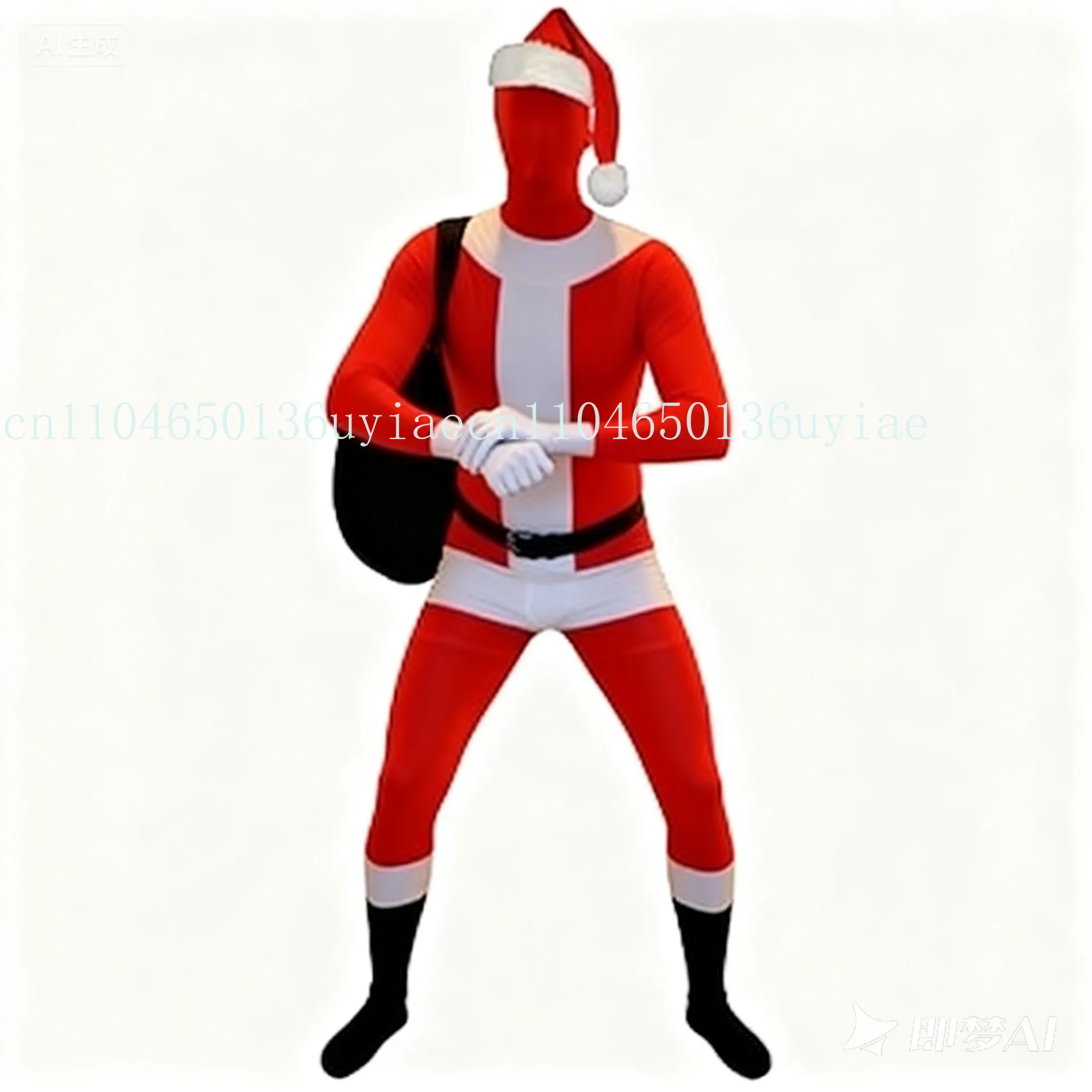 

2026 New Christmas Cosplay Santa Claus Costume 3D Digital Print Spandex Long Sleeved Tight Fitting Jumpsuit for Children