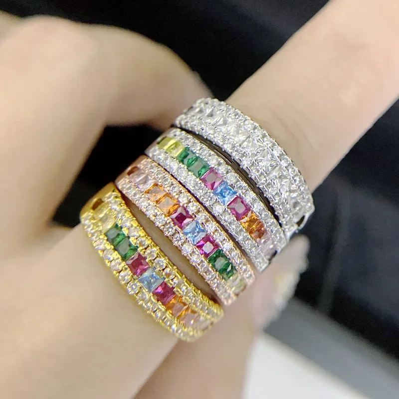 Vintage Stainless Steel Birthstone Ring for Women Fashion Colored Rhinestone Rings Anniversary Wedding Gift Jewelry Wholesale