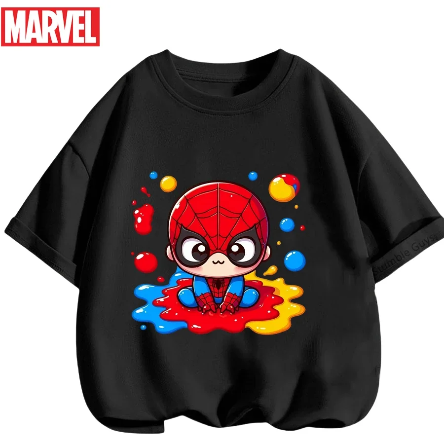 

Одежда с изображением Человека-паука для мальчиков, футболка с изображением Человека-паука для девочек, летние футболки с короткими рукавами и изображением супергероев для детей от 3 до 14 лет