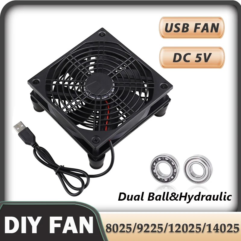 

Gdstime USB-вентилятор 120 мм DIY Маршрутизатор Вентилятор 92/80 мм Охлаждающий вентилятор Вентилятор для ПК Вентилятор постоянного тока 5 В 14 СМ ТВ-приставка Радиатор WIFI Подставка для радиатора MINI Host Кронштейн