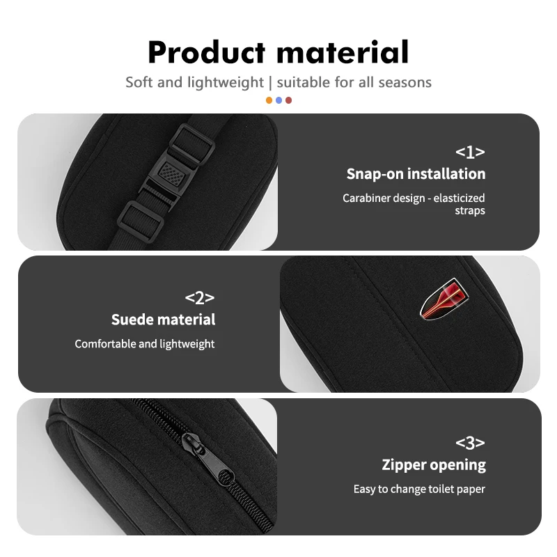 Car Suede Tissue Holder Universal Auto Mounted Tissue Box For Hong Qi Red Flag H5 FAW Red Flag HS5 HS7 H5 H7 H9 2018-2022 - view 2