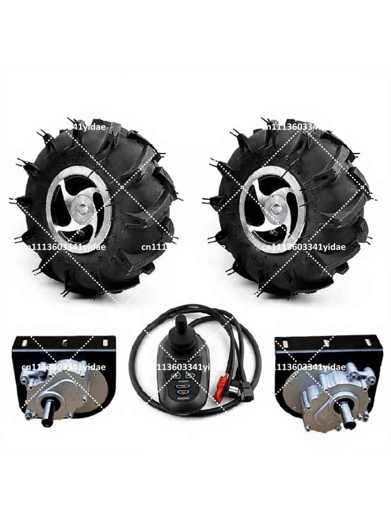 10-Inch Wheel 24V 500W Dual Drive Motor Kit Dual Drive Joystick Remote Control for Electric Trolley Wheelchair Retrofit