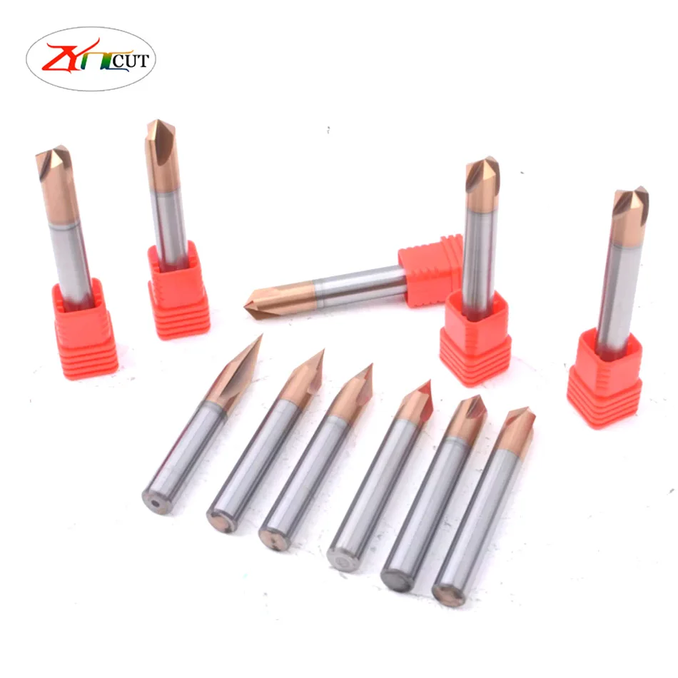 

90 Degree Metal Processing Bit HRC55 EndMill 3/4/5/6/8/10/12mm High Hardness Cemented Carbide Centering Positioning chamfer Bit