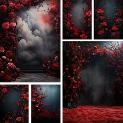 Mehofond Photography Background Retro Red Flowers Adult Birthday Party Wedding Maternity Portrait Decor Backdrop Photo Studio