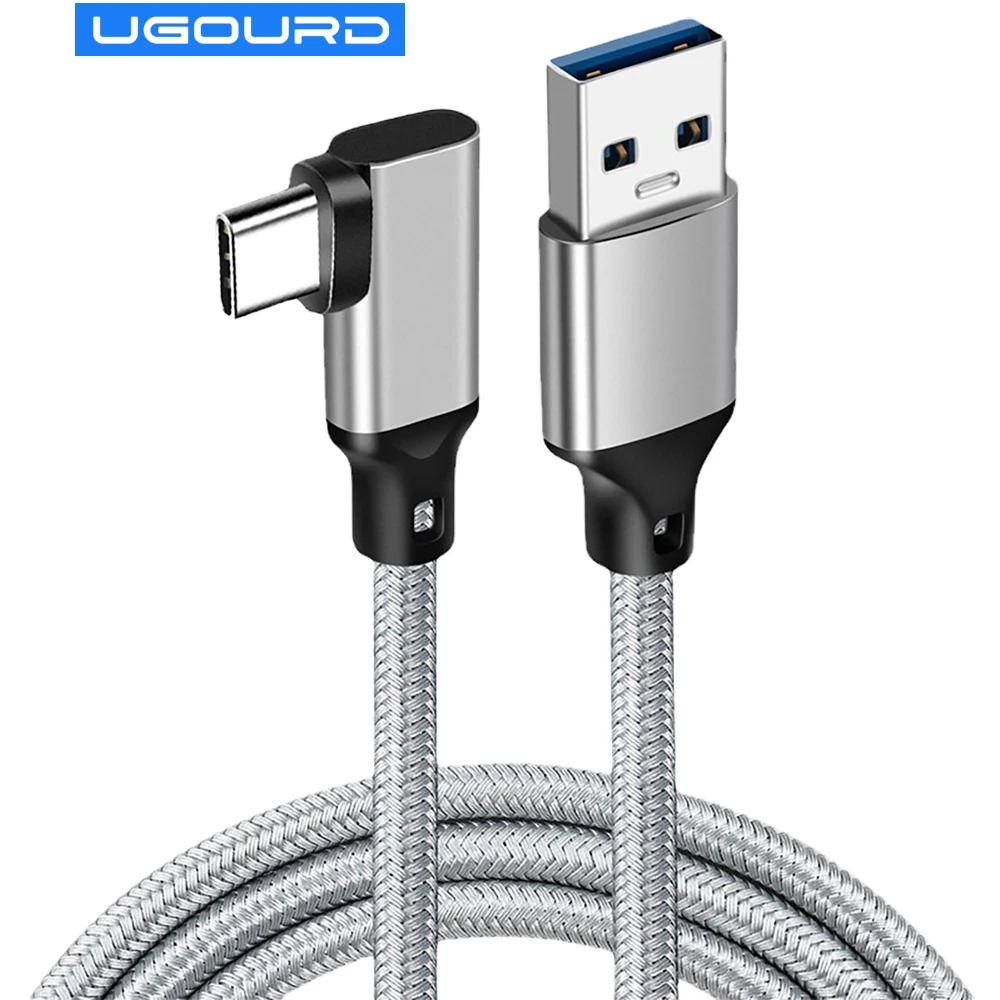 UGOURD Elbow USB To Type C Cable Fast Charging & Data Sync Cable For Mobile Games 3A 60W Charger Type C For VR Glasses VR Games