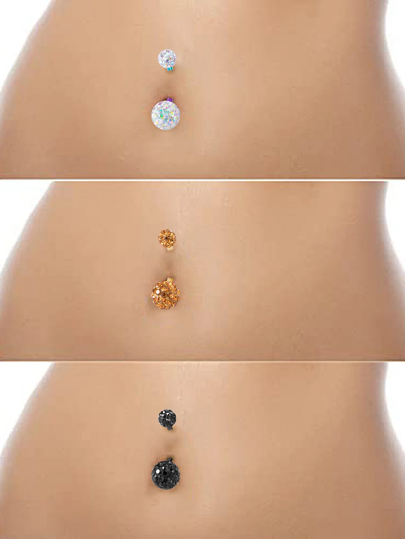 1pc CZ Stone Crystal Bling Ferido Epoxy Belly Ring for Women Stainless Steel Belly Navel Ring Elegant Belly Piercing Jewelry