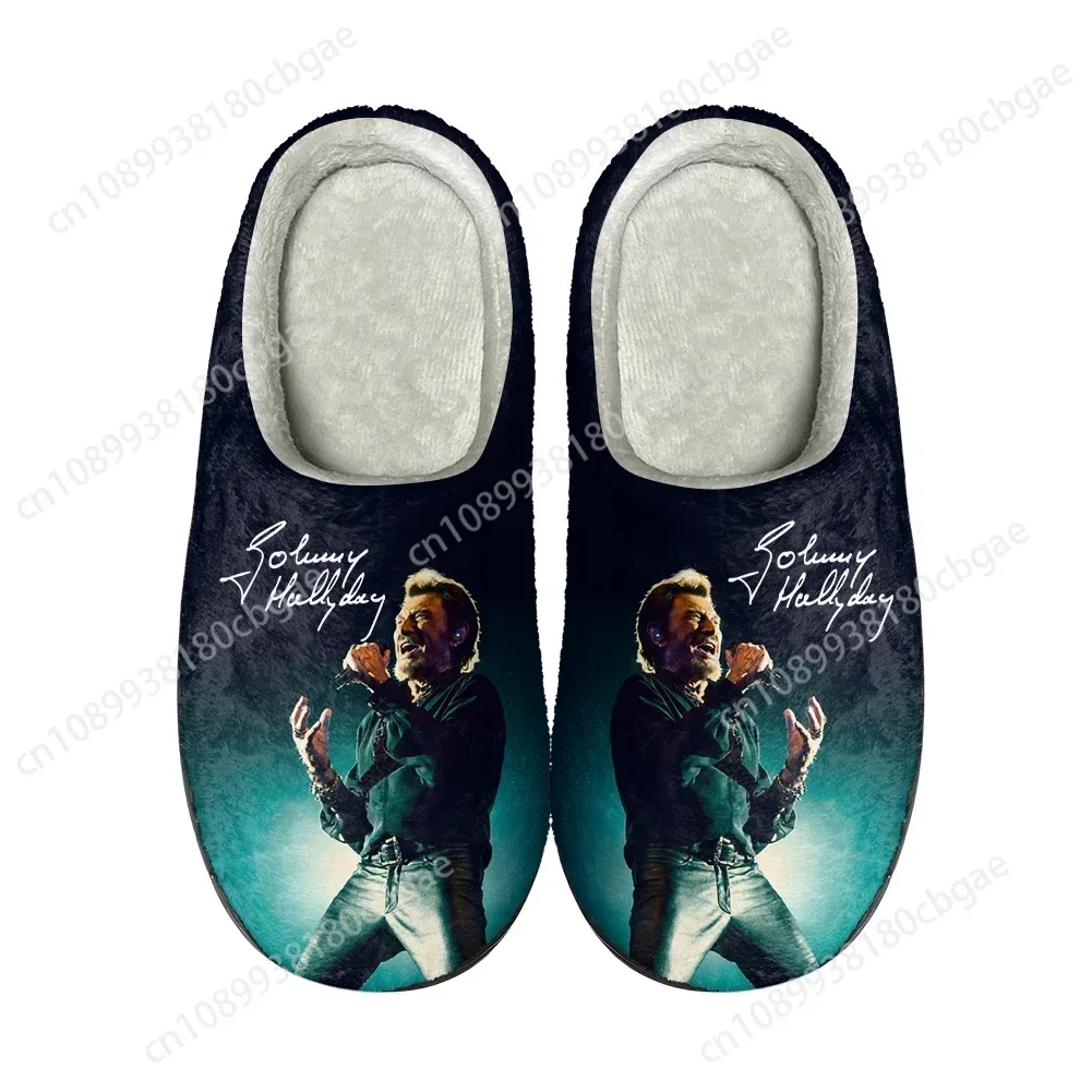 

Johnny Hallyday Rock Star Home Cotton Custom Slippers High Quality Unisex Plush Fashion Casual Keep Warm Shoes Thermal Slipper