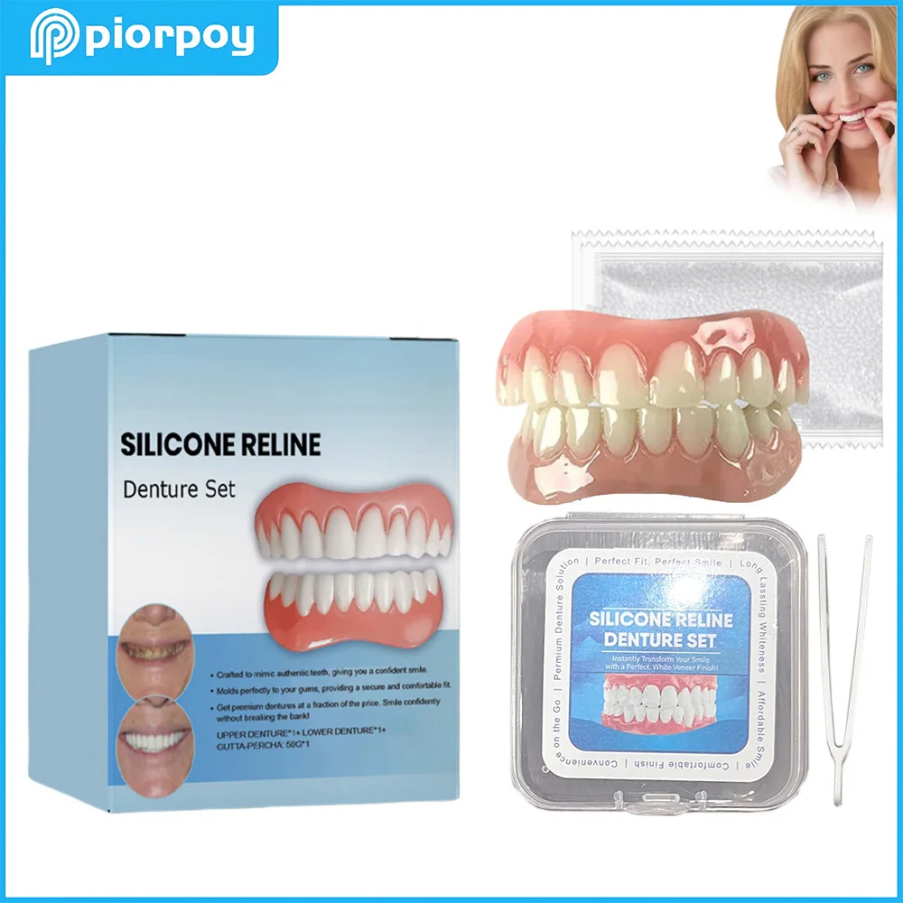 

1Pair Denture Silicone Kit Adjustable Snap-in Denture Set Teeth Braces Bracket Temporary Tooth Decoration Model Dental Ck848