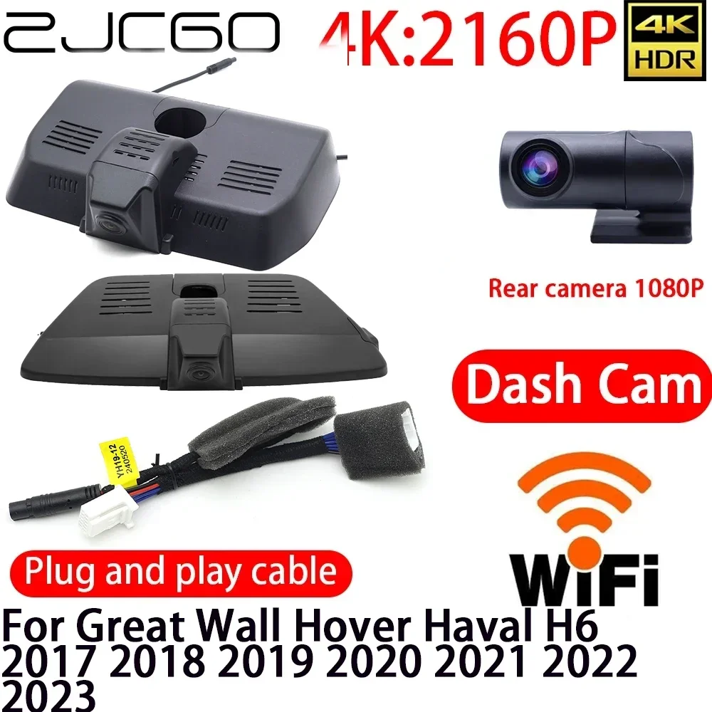 

ZJCGO 4K Car DVR Dash Cam Wifi Front Rear Camera 24h Monitor for Great Wall Hover Haval H6 2017 2018 2019 2020 2021 2022 2023