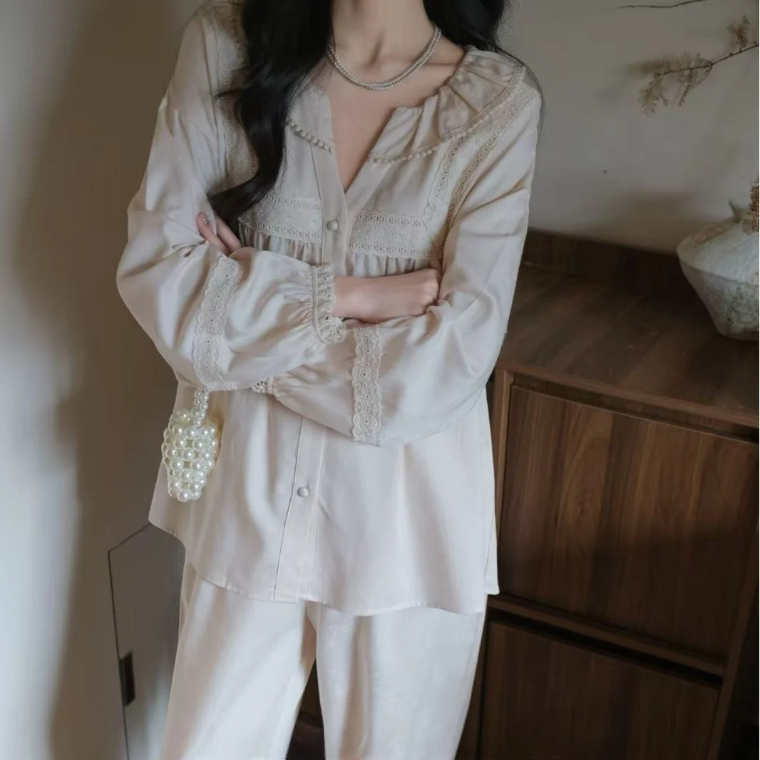 spring-new-arrival-pure-cotton-spwear-long-sve-long-pants-home-clothes-women's-sle-sweet-court-princ-design