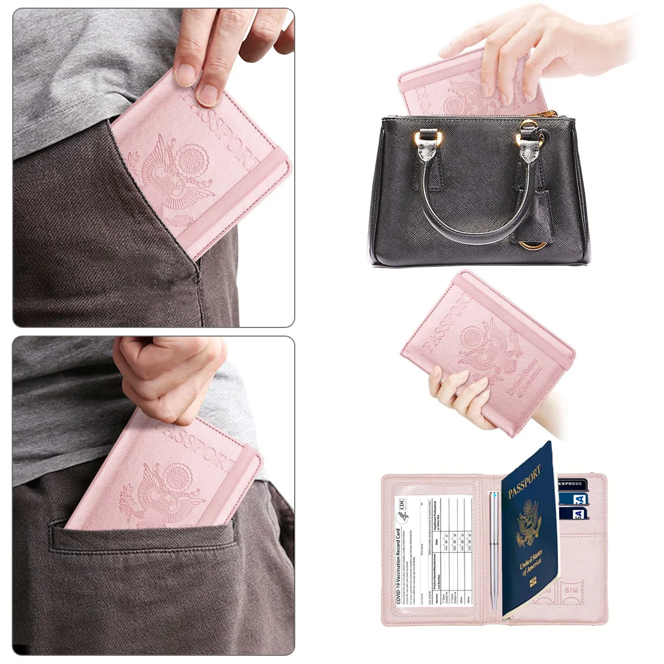 Passport Holder for Travel, RFID Passport Cover Wallet for Women Men, PU Leather Passport Book Card Holder Case view 6