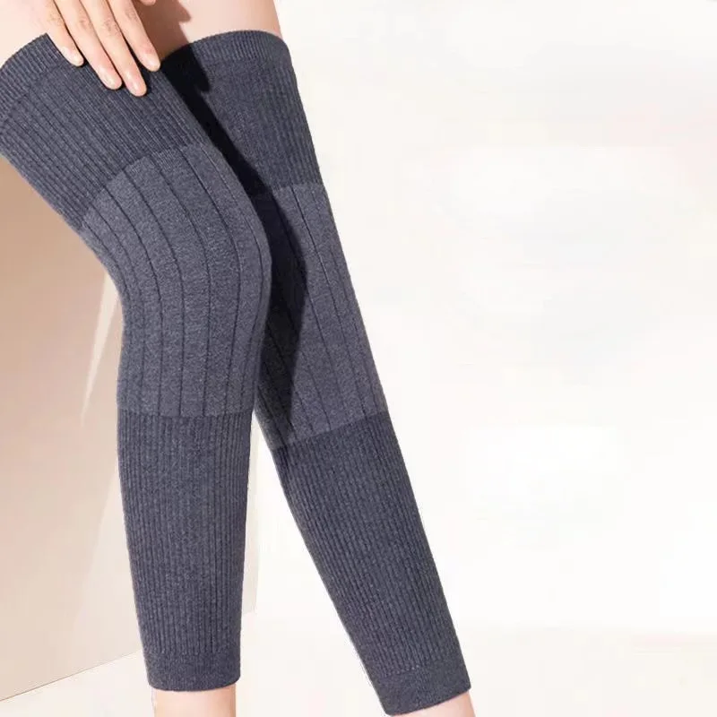 Thermal knee warmer, autumn and winter knitted extended length thermal anti-cold elastic leg warmer extended knee protector