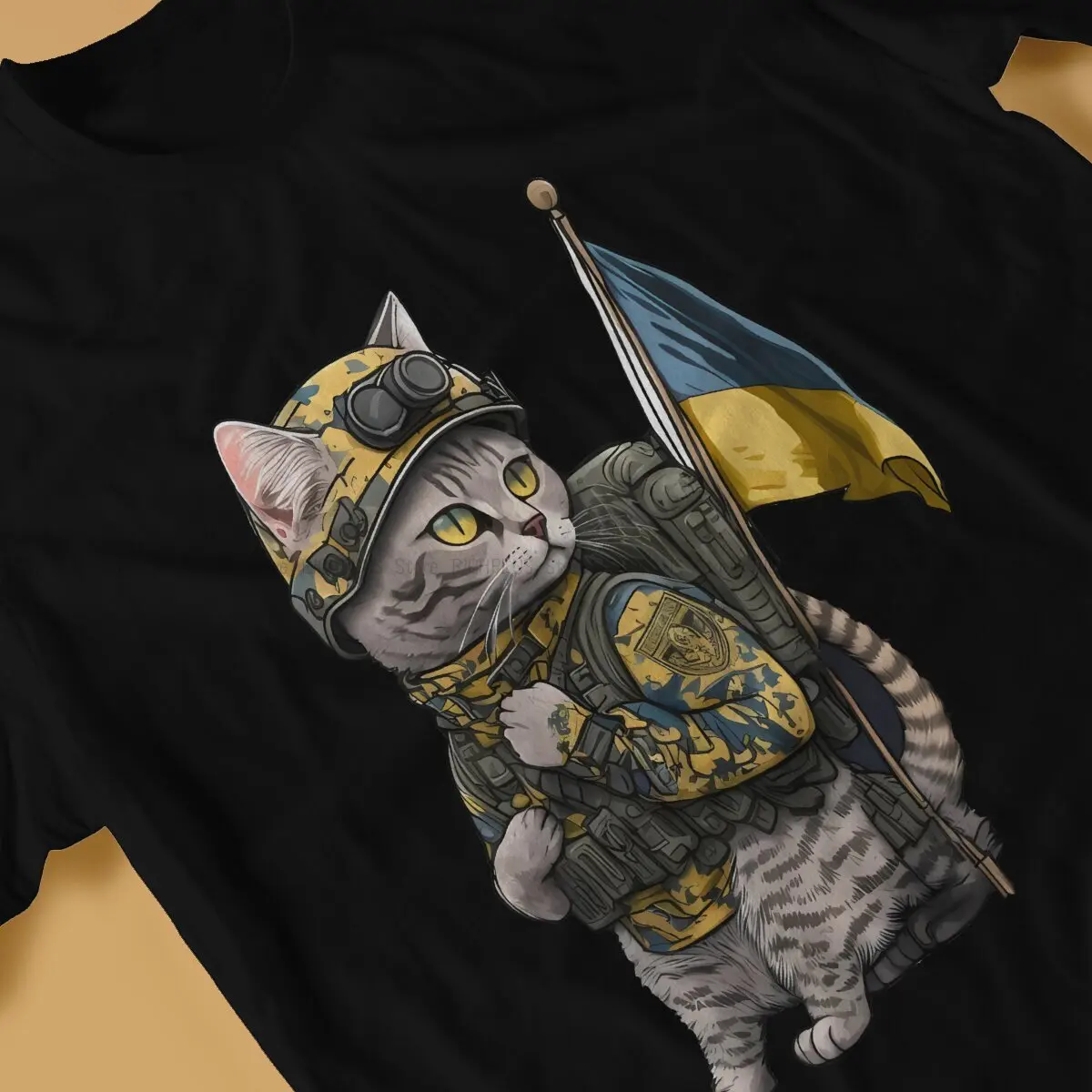 Cat Ukrainian Soldier Animal Man TShirt Special Fashion Polyester T Shirt Original Sweatshirts New Trend