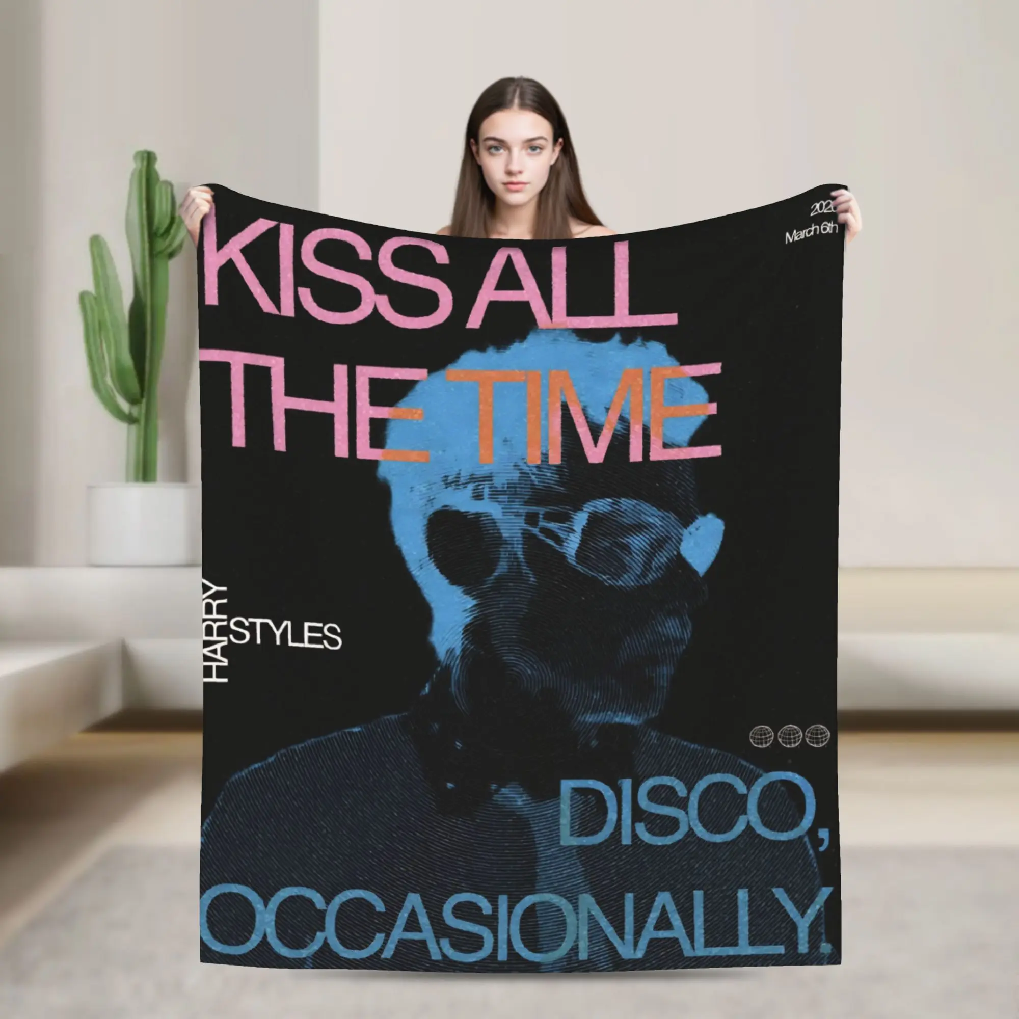 Kiss All The Time Disco 2026 Tour Knitted Blankets Flannel Harrys Music Styles  Ultra-Soft Throw Blanket for Bed Bed Rug