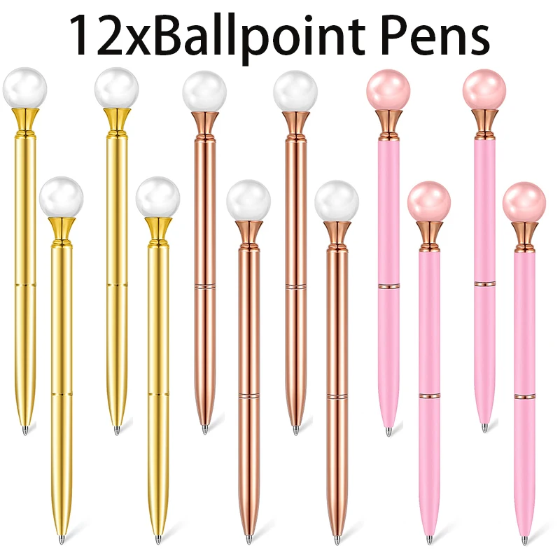 

12Pcs Pens for Women Cute Ballpoint Pens 1.0mm Ballpoint Black Ink Pens Office and School Supplies Fancy Nice Pen Gifts