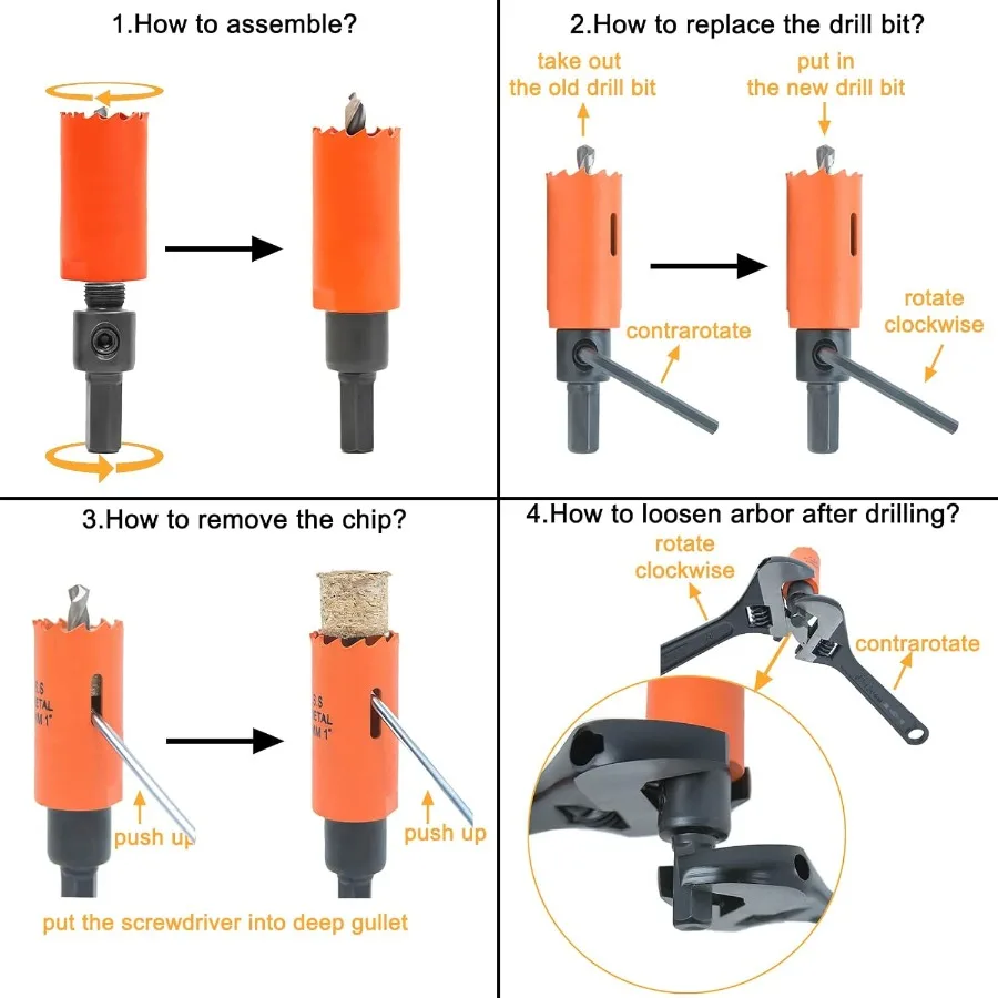 1 inch Hole Saw with Arbor for Cutting Metal Wood and Plastic 25mm BiMetal Hole Cutter for Various DIY Projects with Smooth and