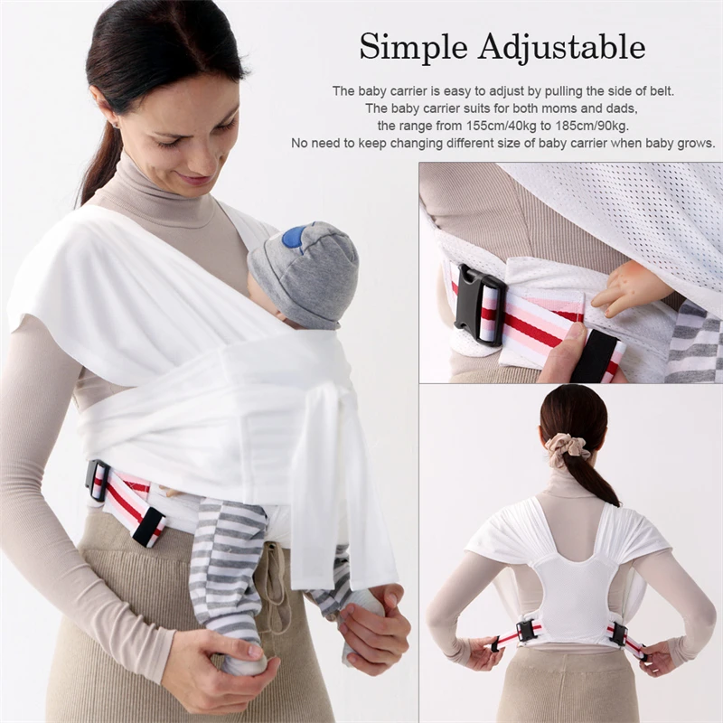 Baby Wrap Carrier Easy to Wear Breathable Net Baby Sling Sleep Wrap Lightweight Hands Free Baby Carrier Stretchy Sling Newborn