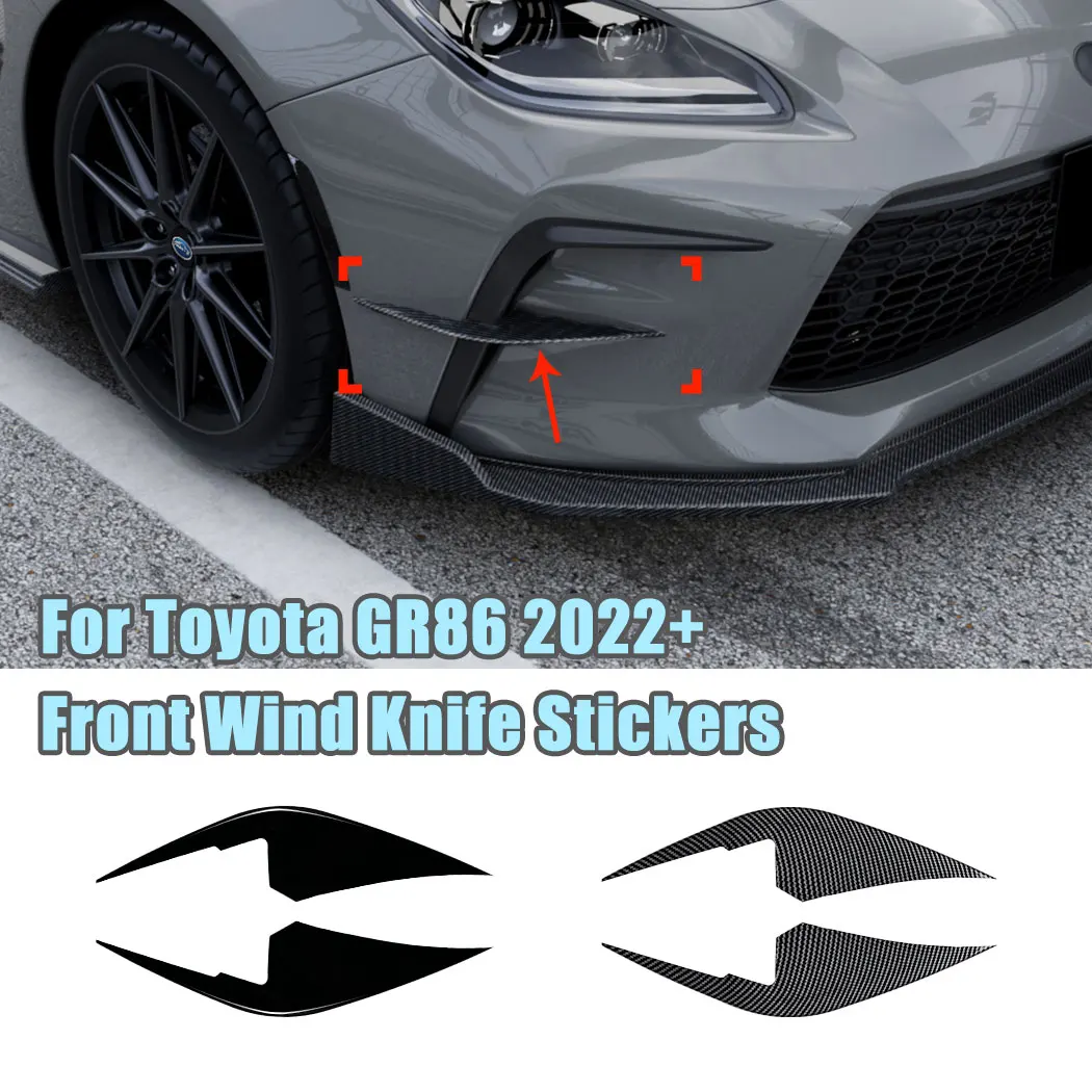 2pcs Car Stickers For Toyota GR86 2022+ Front Bumper Side Wind Knife Blade Style Decoration Decoration Trim Exterior Modified