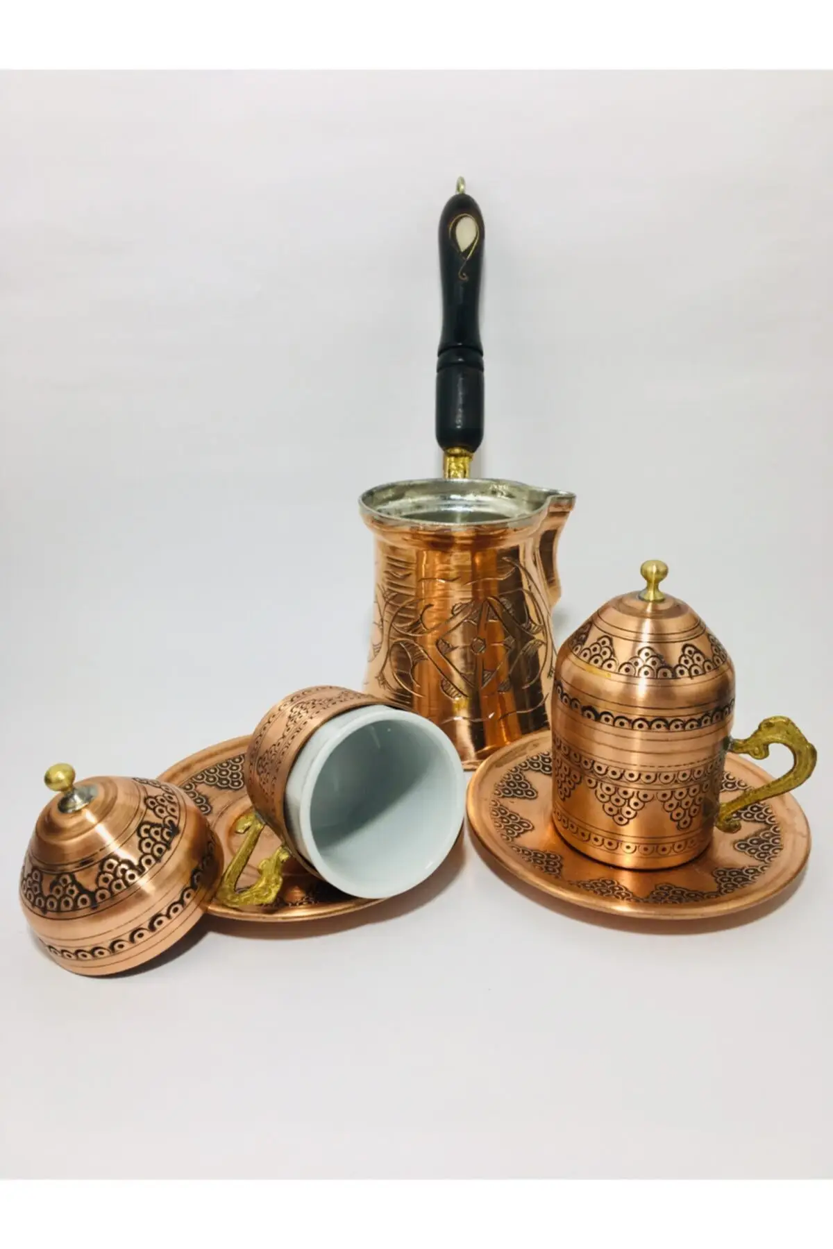 Copper cup Set + copper coffee coffee pot 3-piece Set hand workmanship Cooper Luxury Cups