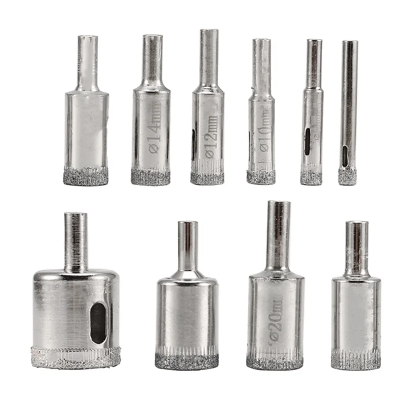 

A26F-Diamond Drill Bits Set, 10 PCS Diamond Hole Saw Set, Glass Drill Bit For Tile Porcelain Marble Granite Bottles