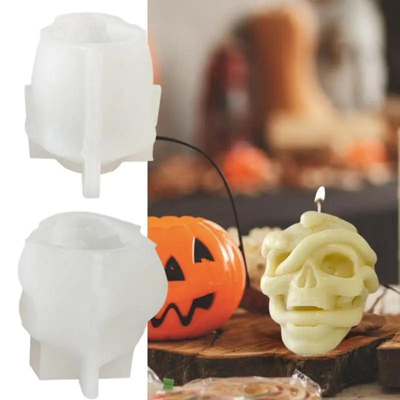 Halloween Silicone Mold Fancy Skull Candle Mold Skull Shape Candle Mold For Candle Making 3D Wax Melt Silicone Mold For Handmade image 3