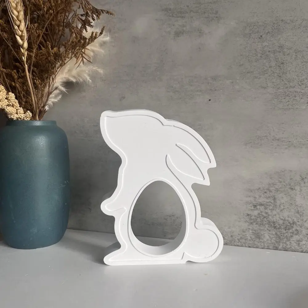 Creative Cartoon Easter Bunny Silicone Molds Handmade Standing Egg Holder Molds Cute Rabbit Candlestick Molds Home Decor