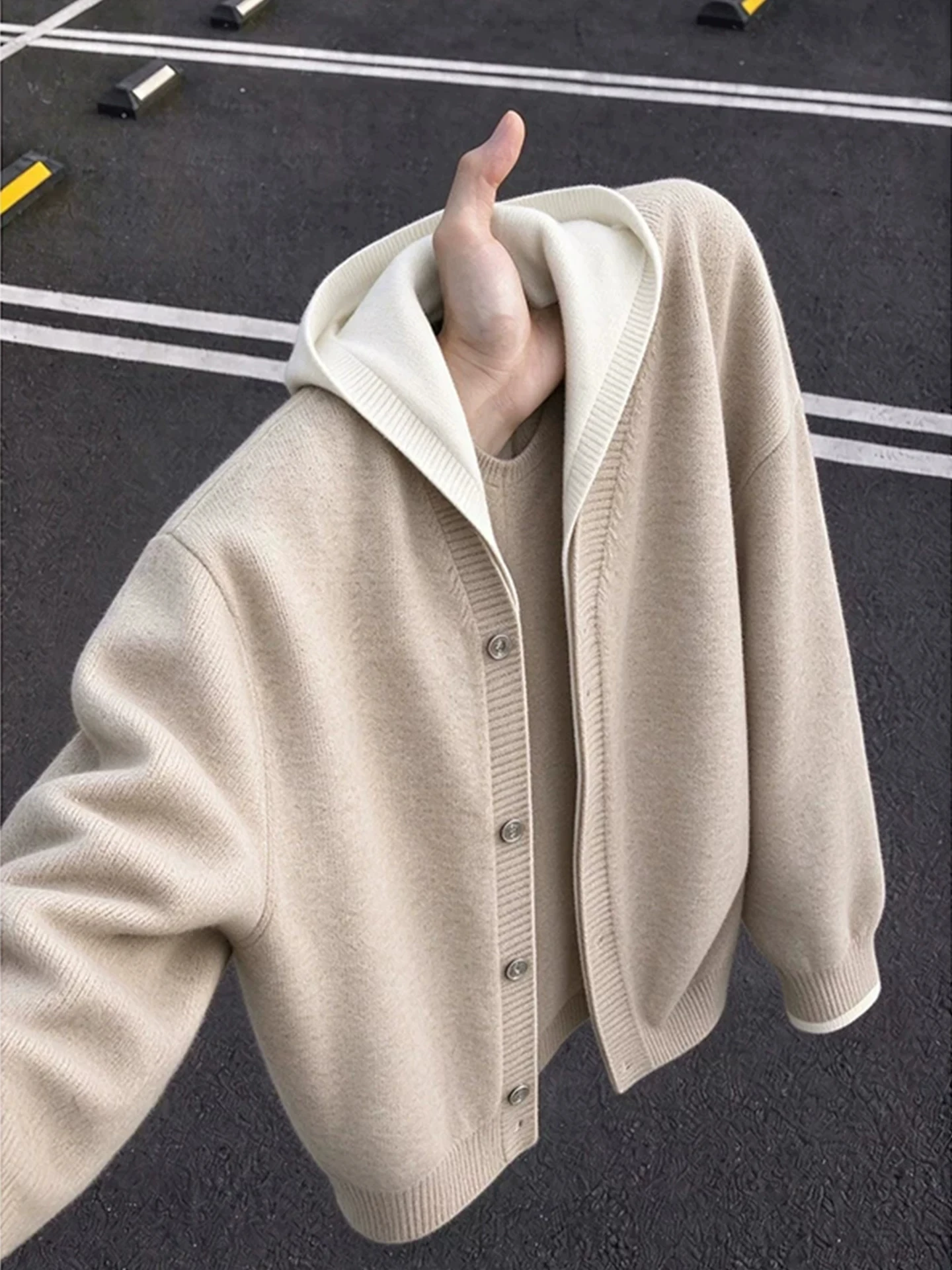 Men's Loose Knitted Cardigan Sweater Button up Warmth Casual Style Long Sleeve  Color Autumn Winter Fashion Outerwear