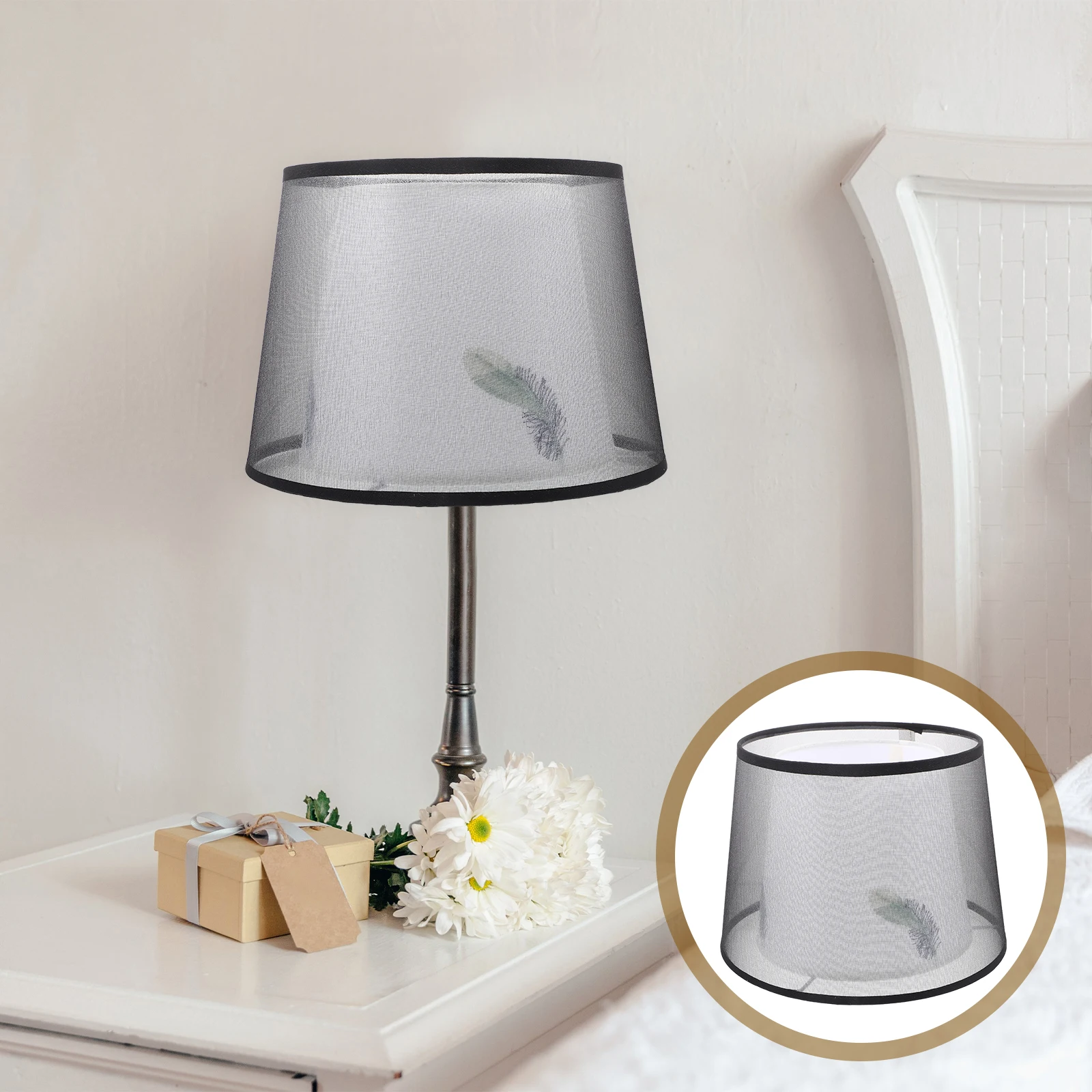 

Modern Large Lamp Shade Replacement Decorative Floor Desk Bedroom Light Cover Easy Install Embroidery Design For Home