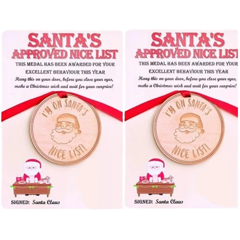 Daftar medali bagus kartu Natal daftar kartu Natal dengan medali kayu hiasan Natal estetika kotak Natal