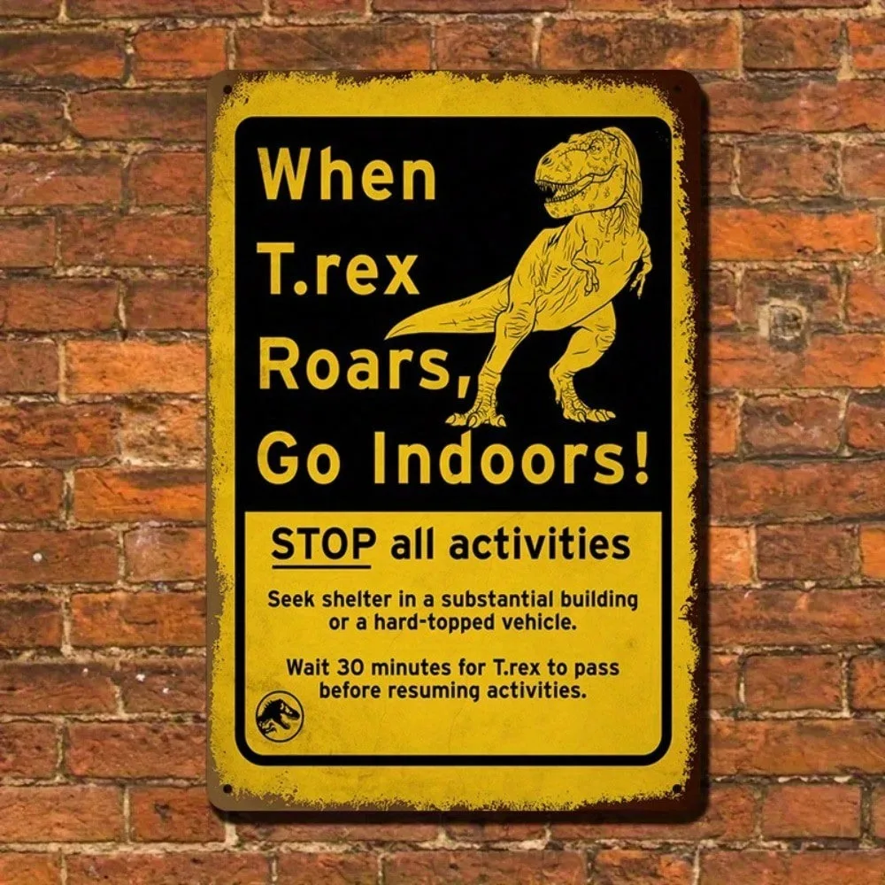 

Art Deco Style Ramadan 2026 Decor - Vintage Valentine's Dinosaur Metal Wall Art Sign, Retro Tin Plate Room Decor for Kids Bedroo