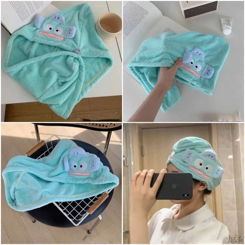 Sanrios Hangyodon Headscarf Anime Cartoon Cute Girl Dry Hair Cap Home Bathroom Shower Women Water Absorbing Hair Towel