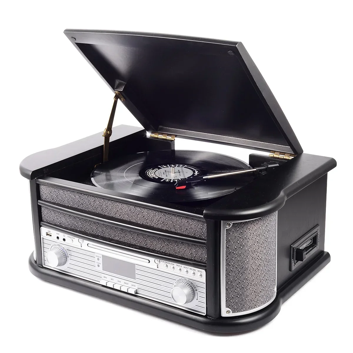 

Nostalgic Music Centre Bluetooth Vinyl Turntable CD Cassette USB Recording Player Record Vinyl