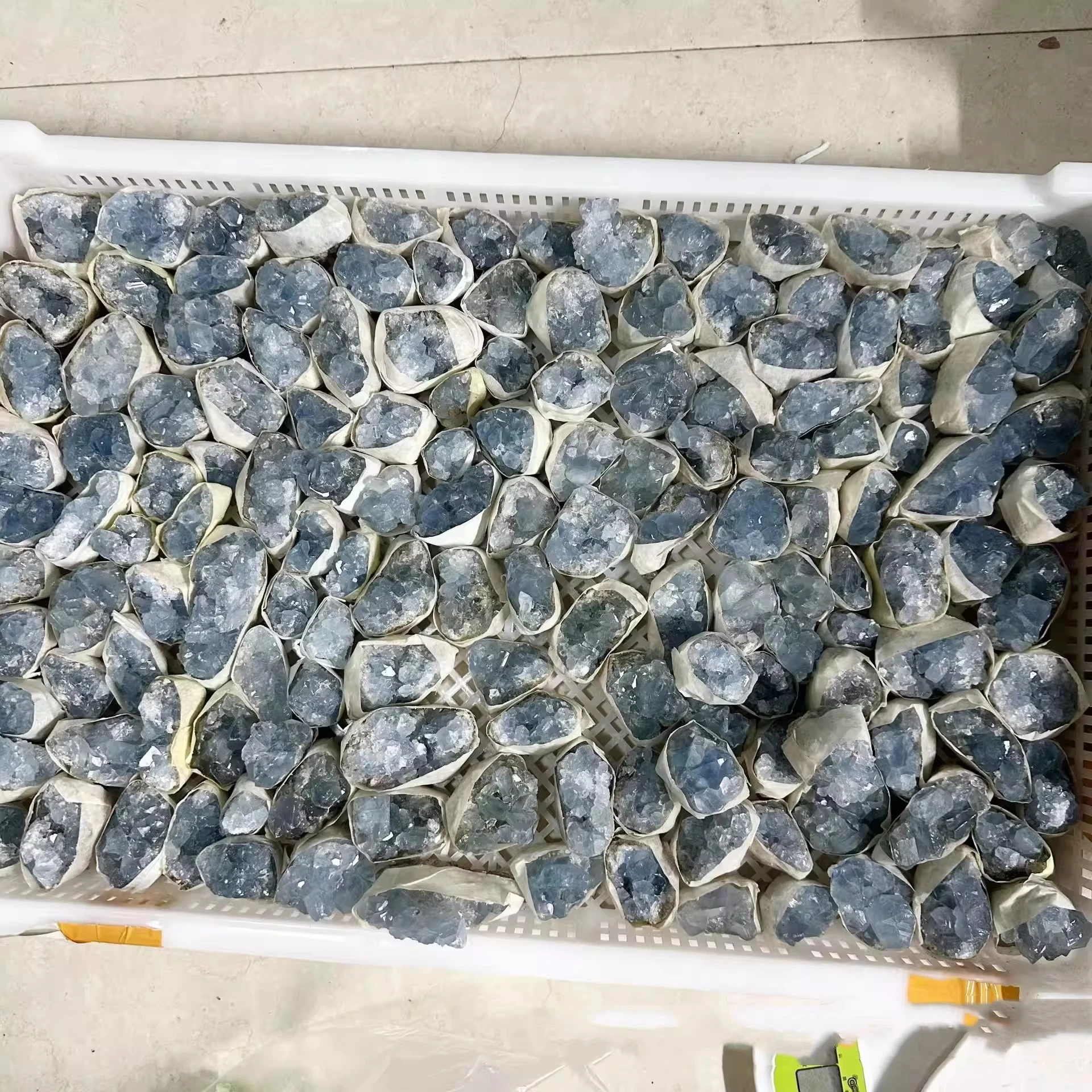 1 Madagascar Celestite Crystal Druze Cluster Sky Blue Geode Mineral 1-2