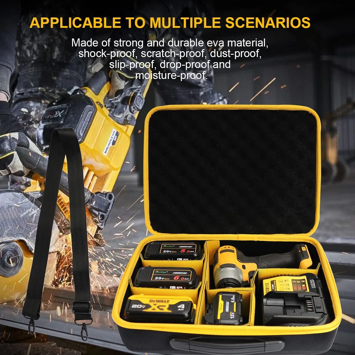 Waitley-estuche de almacenamiento de batería para herramientas portátiles, caja de accesorios impermeable para Dewalt Makita Bosch ect, transporte