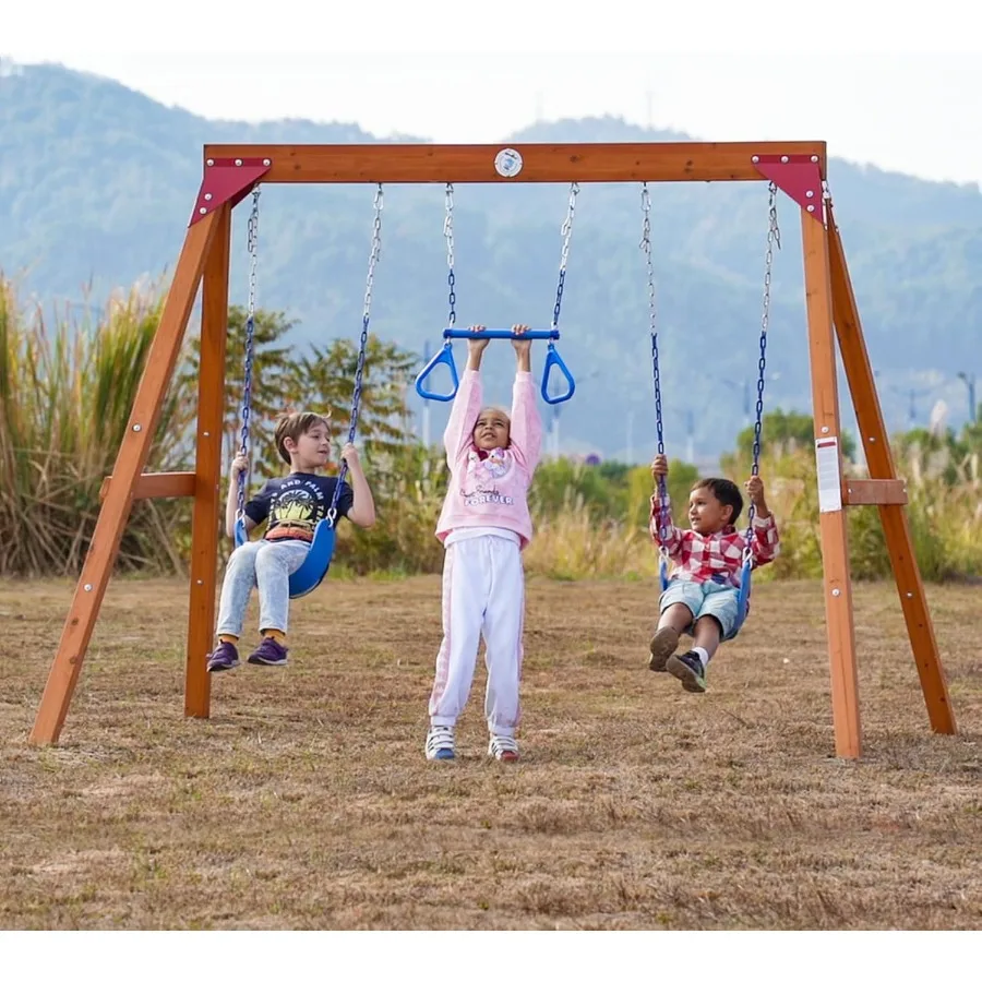 مجموعات أرجوحة خشبية لملعب الدلفين لعائلة الفناء الخلفي لتقوم بها بنفسك عدة لأي أرجوحة مجموعة لعب خارجية مع شريط أرجوحة ترابيز و #1