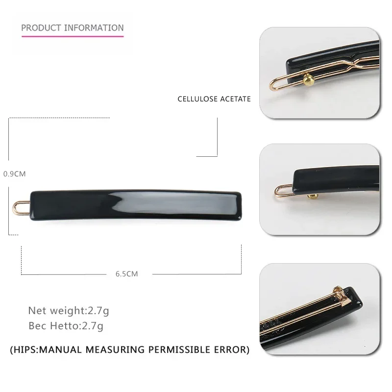 

High-Quality French Acetate Hair Clip Set Premium Black Edge Hairpin and Bangs Clip,Korean Style Classic Bangs Clip for Women