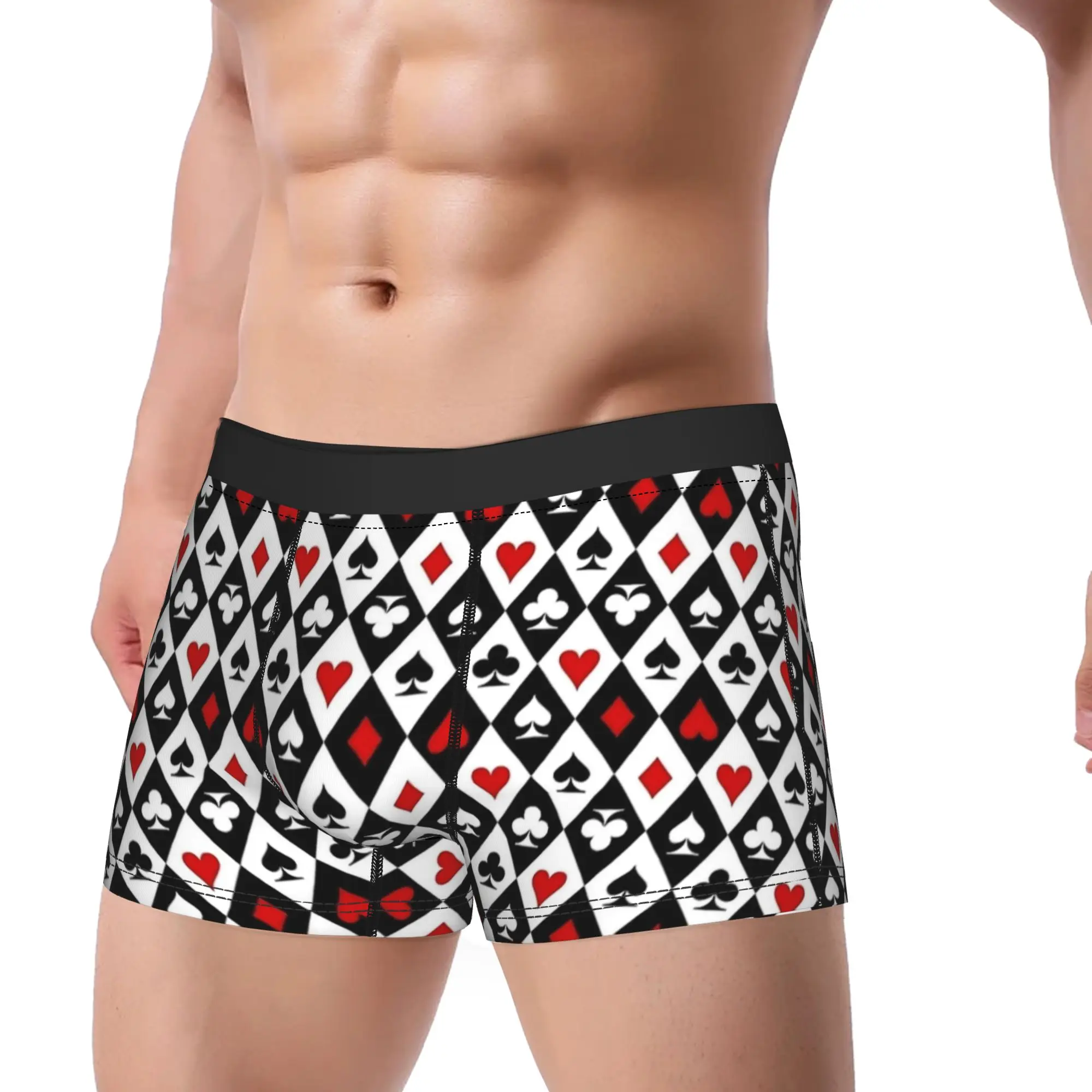 Playing cards suit symbols Underwear  Elastic Underpants Custom DIY Boxer Brief For Men 3D Pouch Plus Size Boxershorts